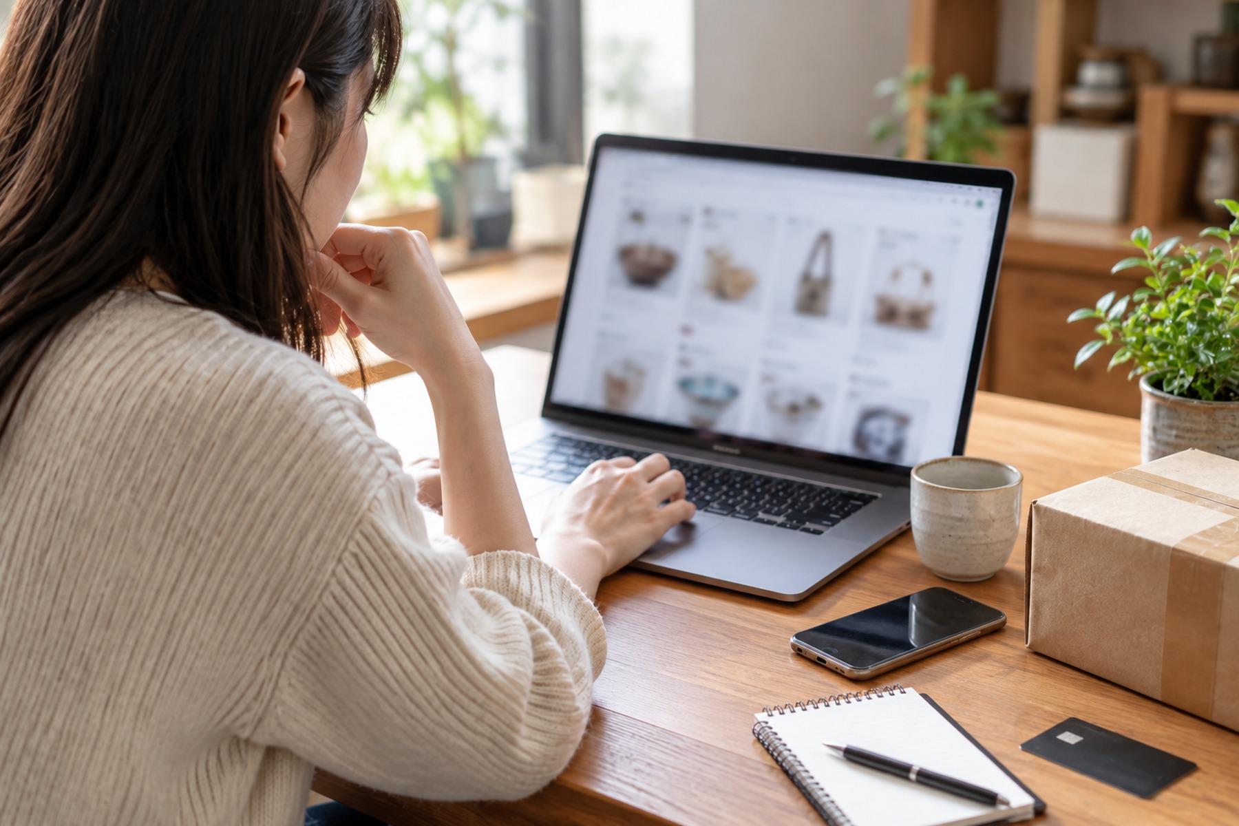 Traveler using a laptop to plan a timed Tokyo attraction visit