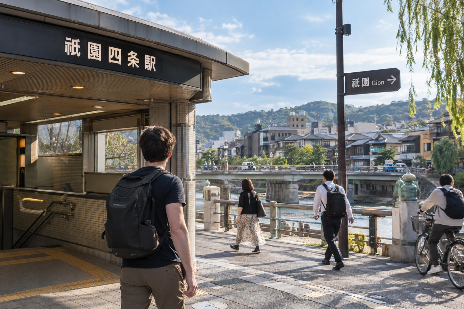 Schematic map of Osaka to Kyoto rail routes and arrival stations