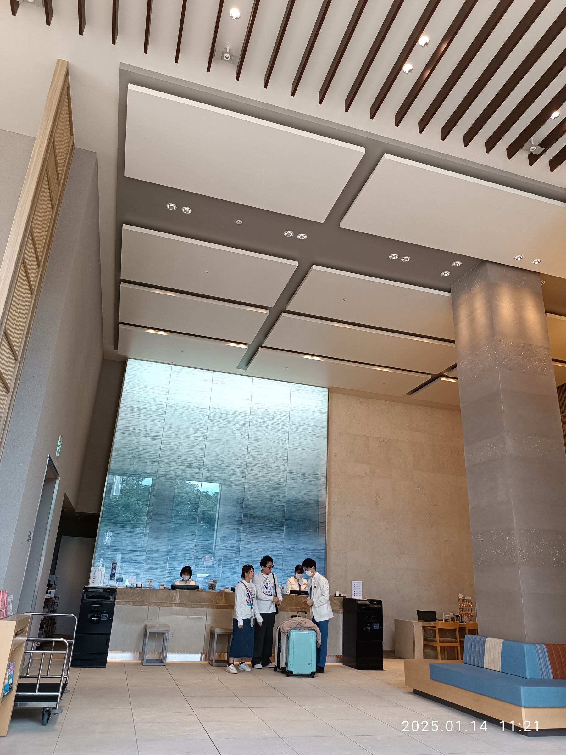 Hotel lobby and check-in counter in Japan