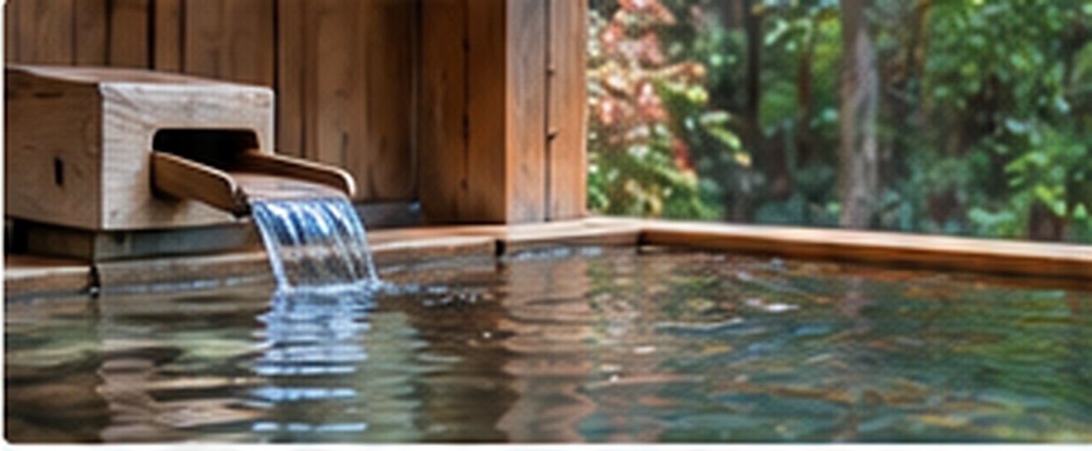 Quiet Japanese bath overlooking greenery