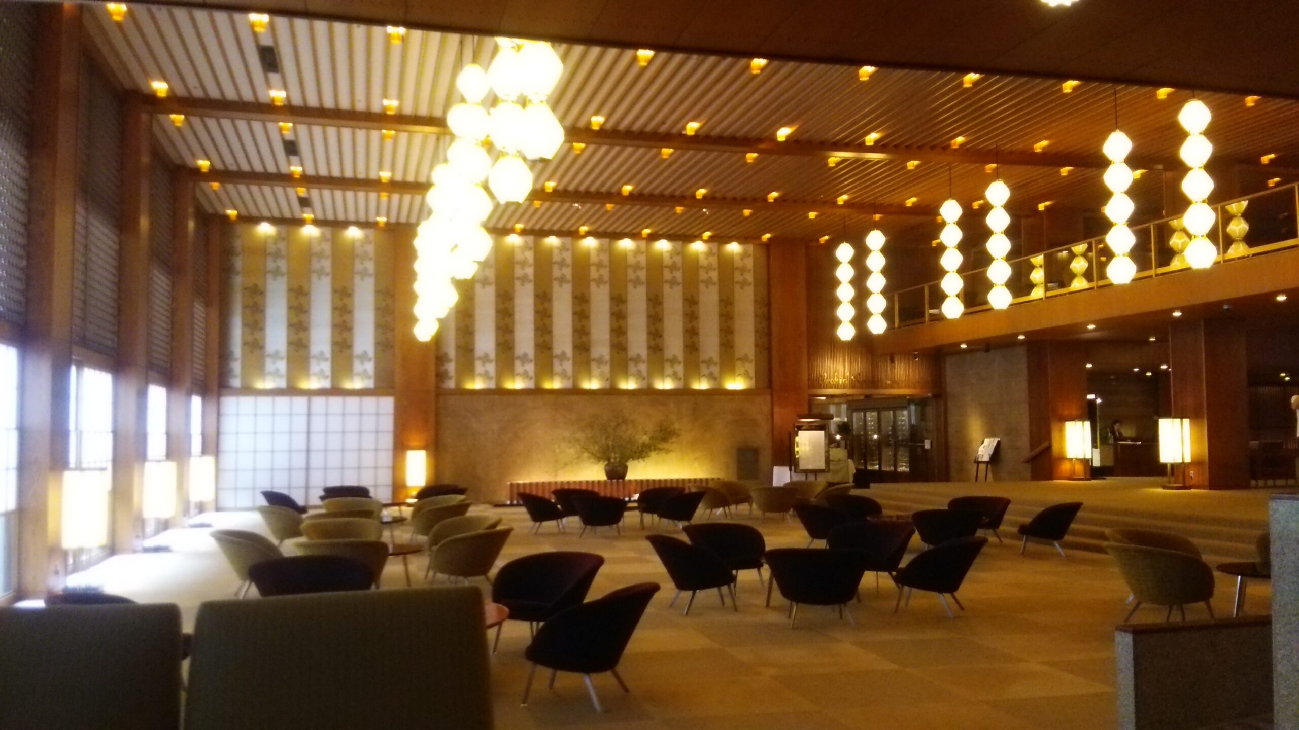 Spacious lobby seating area inside a Tokyo hotel