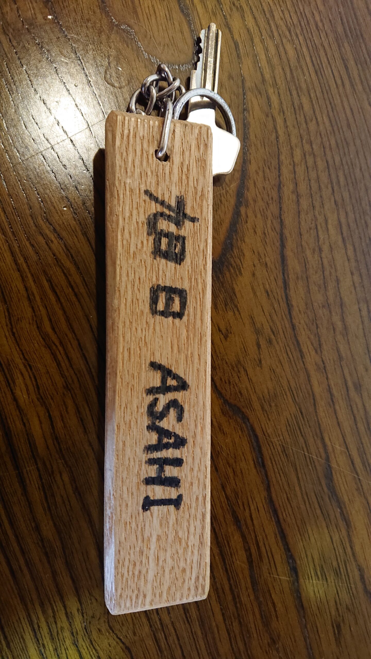 Wooden room key tag from a Japanese ryokan