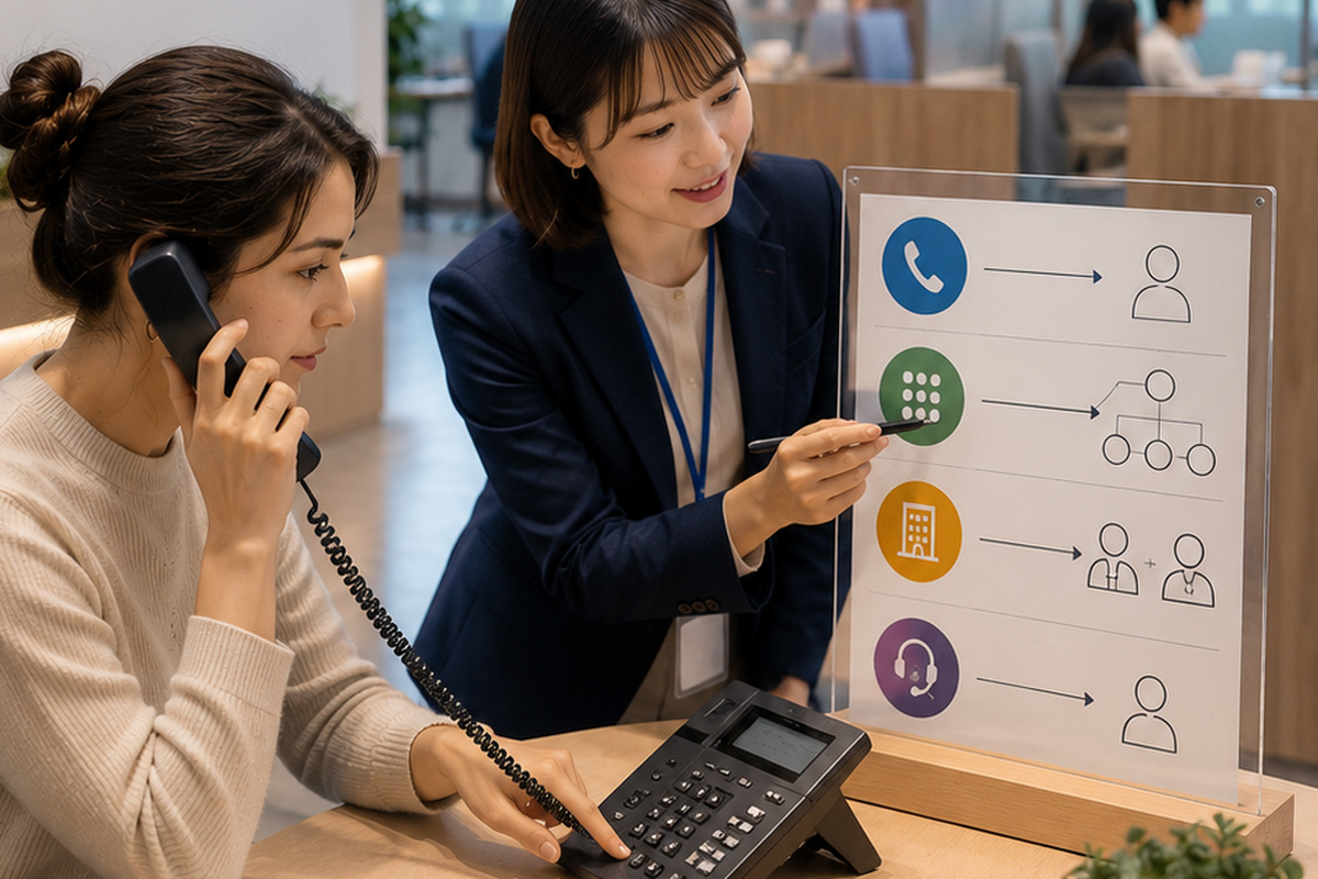 Traveler receiving help to place a support call in Japan