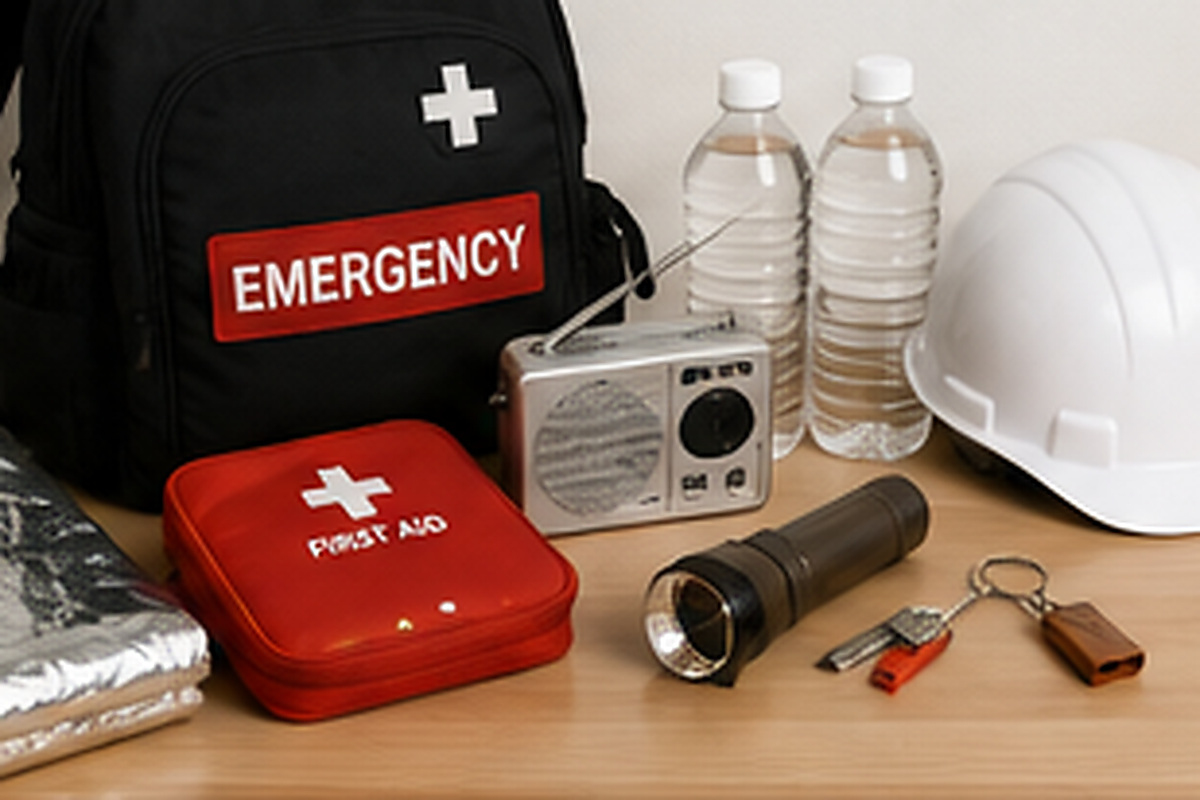 Compact earthquake emergency kit for travelers in Japan