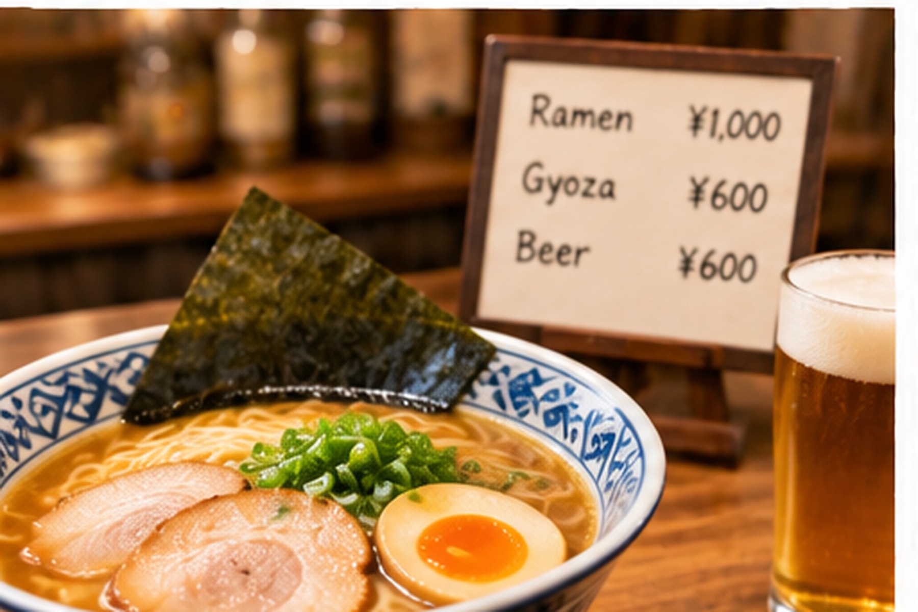 Affordable ramen meal at a casual restaurant in Japan