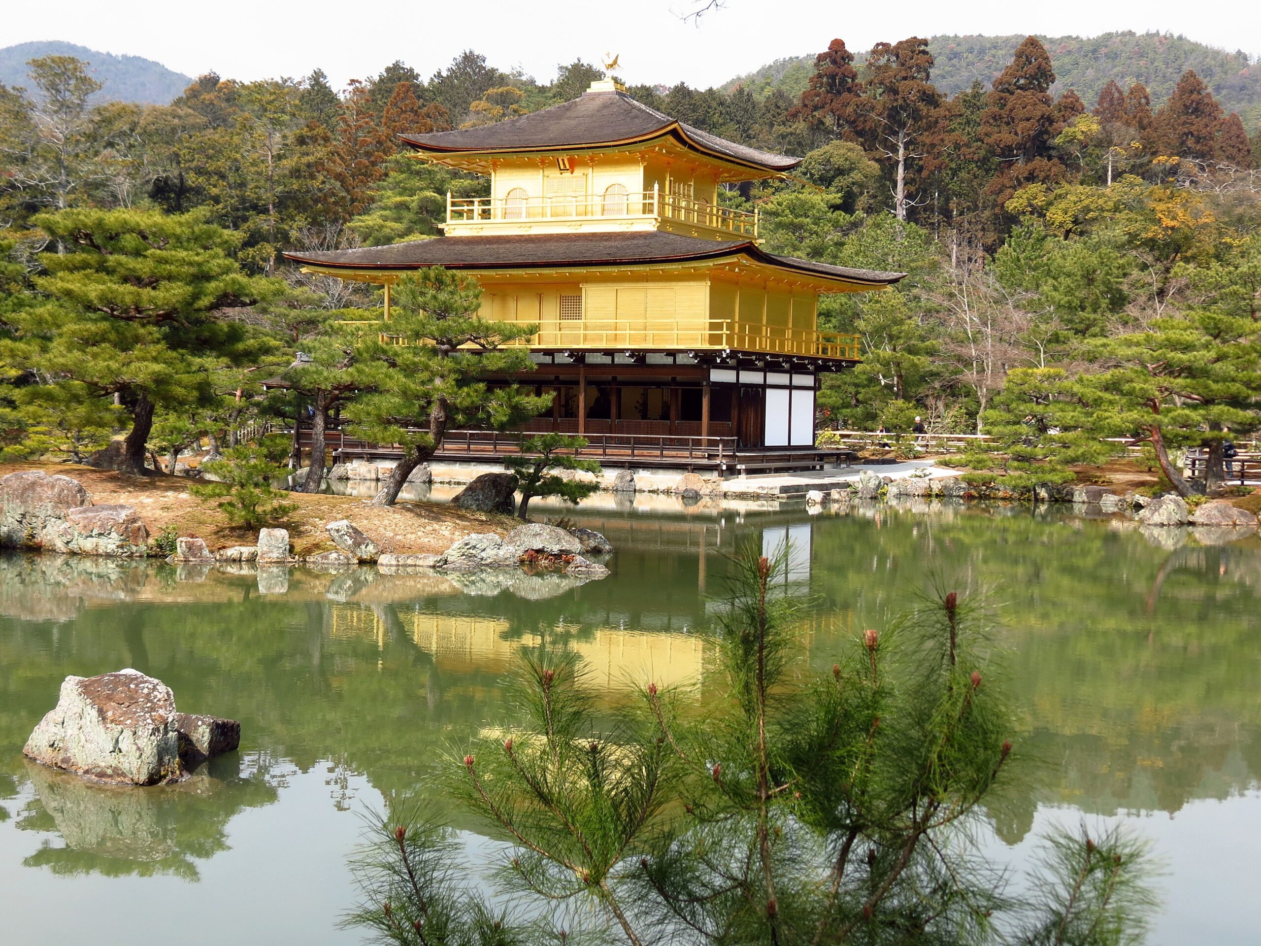 Kinkaku-ji reflected in its pond in Kyoto
